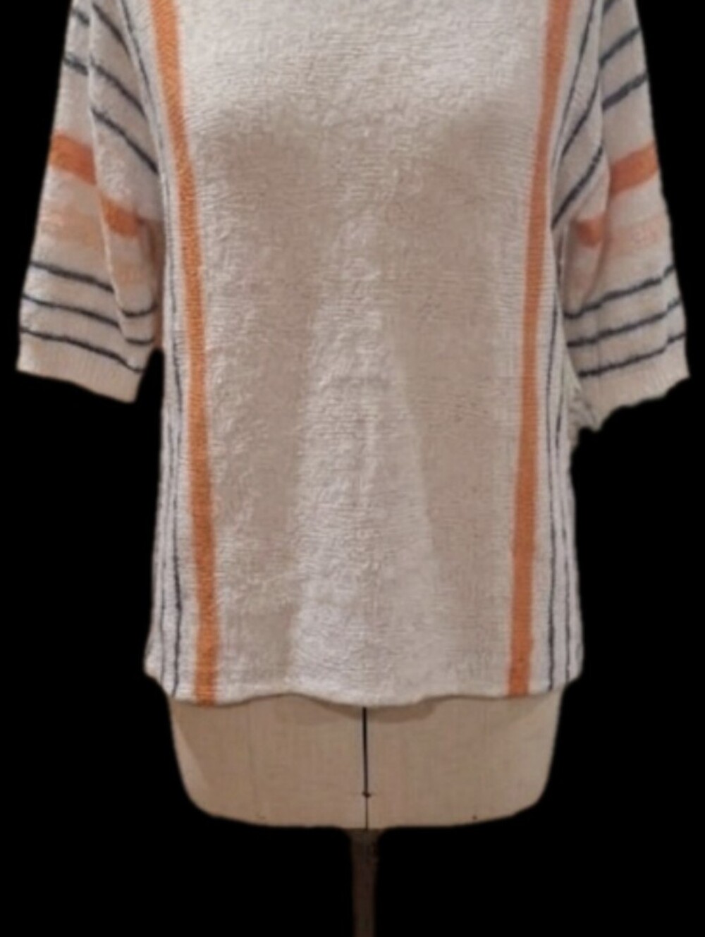 Casual Striped Women's Blouse - Orange, Blue, and White